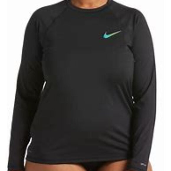 NWT! Nike Black Long Sleeve Hydroguard Swimsuit Rashguard Cover Up Shirt NEW! - Picture 1 of 2